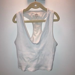 Alo Yoga Athletic White Ribbed Tank